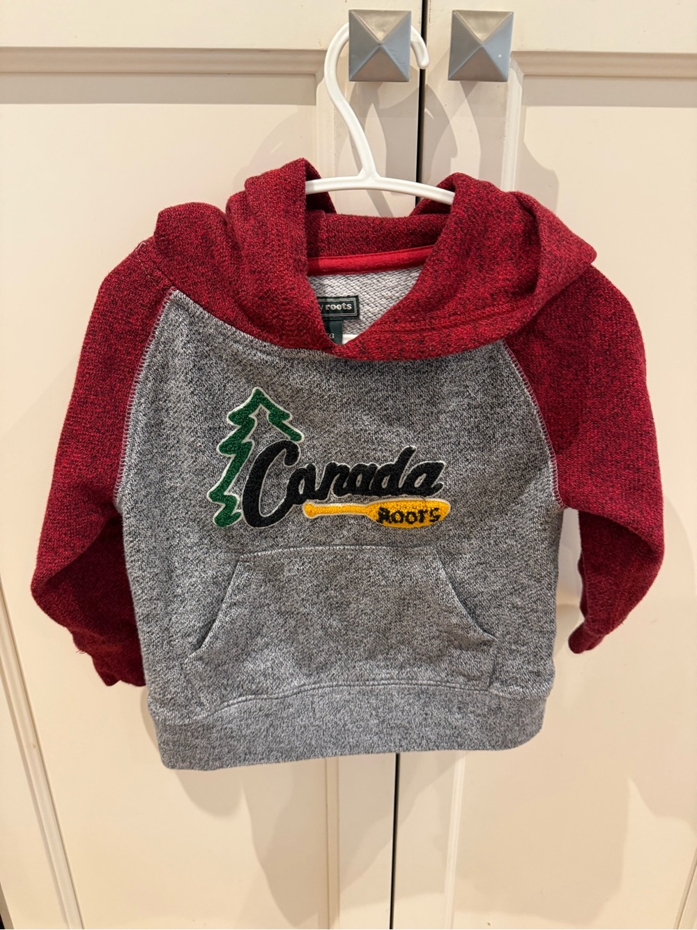 Roots 18-24m Kids Canada Hooded Sweatshirt - Grey & Maroon